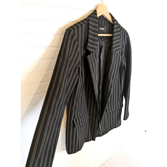 Liverpool Blazer Womens Medium Open Front Beetlejuicecore Goth Striped Layers - Picture 3 of 13